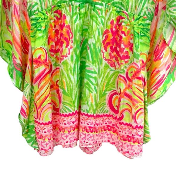 Lilly Pulitzer Mai Romper - Tiki Pink Flamingo - Size Medium - Kimono Jumpsuit - Picture 3 of 10